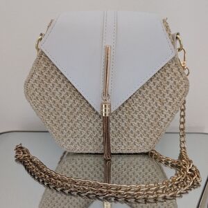 White and Tan Crossbody Bag